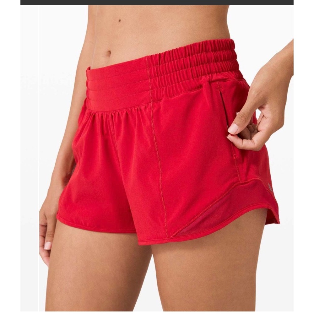 Lululemon Hotty Hot High-Rise Lined Short 4 Red Size 0 Tall Running Gym Workout